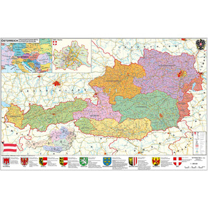 Stiefel Landkarte PLZ- & Organisationskarte Österreich politisch (137 x 89 cm)