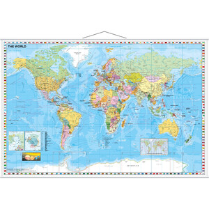 Stiefel Weltkarte politisch mit Flaggenrand (137 x 89 cm)