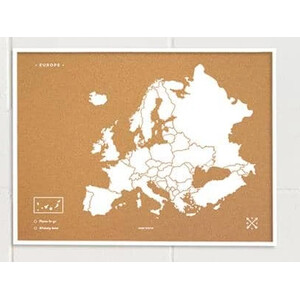 Miss Wood Kontinentkarte Woody Map Europa weiß 60x45cm gerahmt