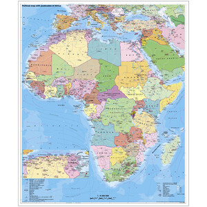 Stiefel Kontinentkarte Afrika politisch mit PLZ auf Platte zum Pinnen