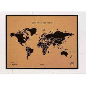 Miss Wood Weltkarte Woody Map Natural Cork L black