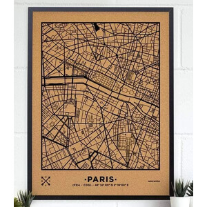Miss Wood Regional-Karte Woody Map Natural Paris XL Black