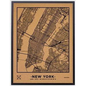 Miss Wood Regional-Karte Woody Map Natural New York L Black