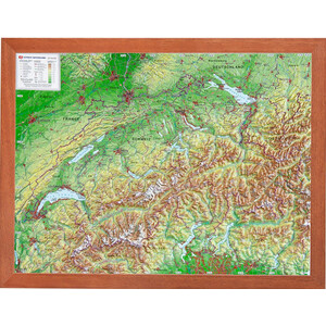 Georelief Landkarte Schweiz (39x29) 3D Reliefkarte mit Holzrahmen
