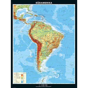 PONS Kontinentkarte Südamerika physisch (153 x 202 cm)