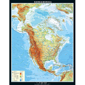 PONS Kontinentkarte Nordamerika physisch (158 x 203 cm)