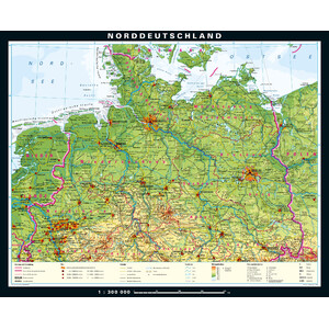 PONS Regional-Karte Norddeutschland physisch (243 x 197 cm)