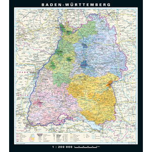 PONS Regional-Karte Baden-Württemberg physisch/politisch (148 x 168 cm)