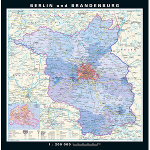 PONS Regional-Karte Berlin-Brandenburg physisch/politisch (148 x 150 cm)