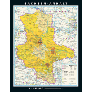 PONS Regional-Karte Sachsen-Anhalt physisch/politisch (148 x 188 cm)