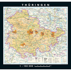 PONS Regional-Karte Thüringen physisch/politisch (148 x 150 cm)