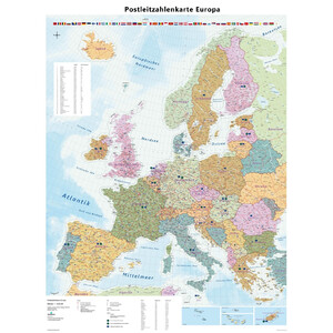 GeoMetro Kontinent-Karte Europa Postleitzahlen (90 x 123 cm)