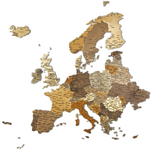 Abraham Wood Decor Kontinent-Karte Europa Puzzle aus Holz (110 x 108 cm)