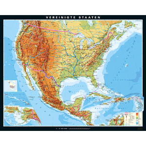 PONS Landkarte Vereinigte Staaten physisch (195 x 154 cm)