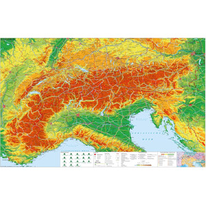 Stiefel Regional-Karte Alpenraum mit Weitwander- und Radfernwegen (140 x 100 cm)