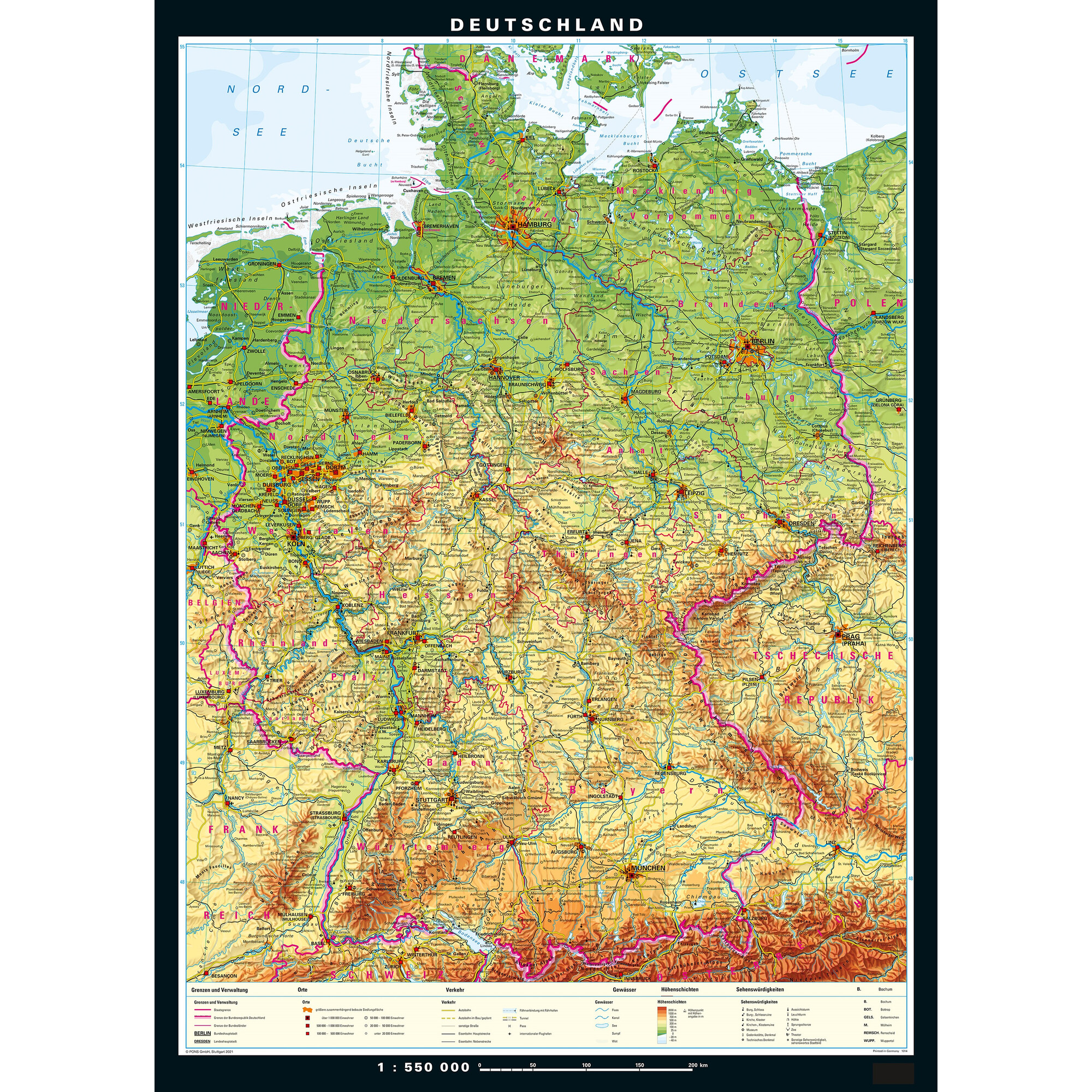 PONS Landkarte Deutschland Physisch Und Politisch 133 X 186 Cm 