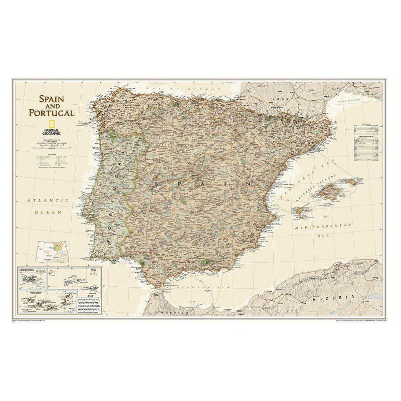 National Geographic Landkarte Spanien und Portugal