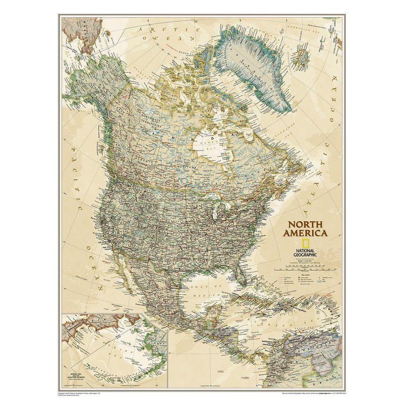 National Geographic Weltkarte Nordamerika (61 x 76 cm)