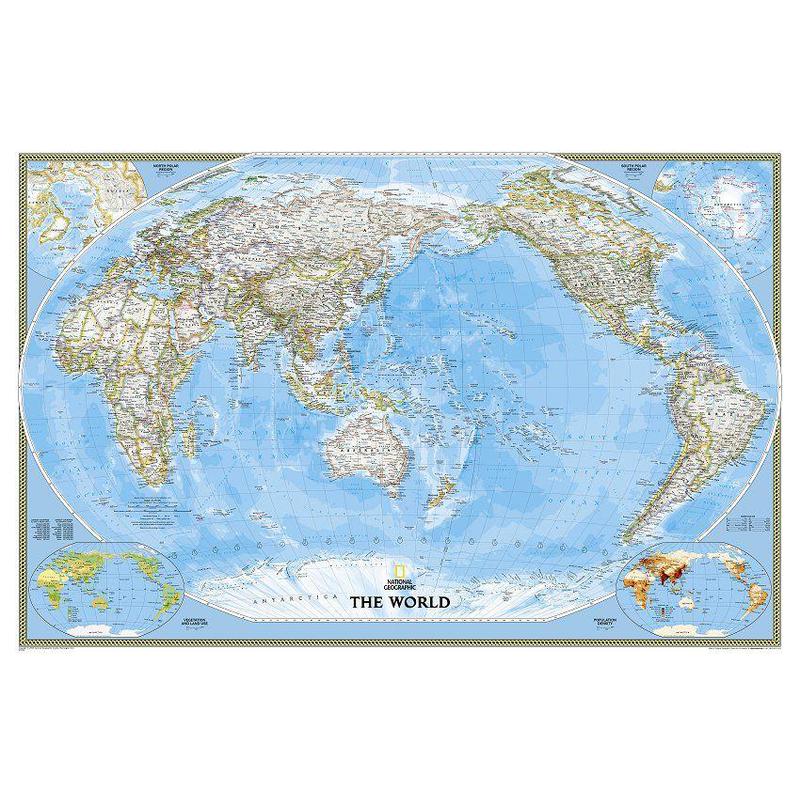 National Geographic Pazifik-Zentrierte Weltkarte groß