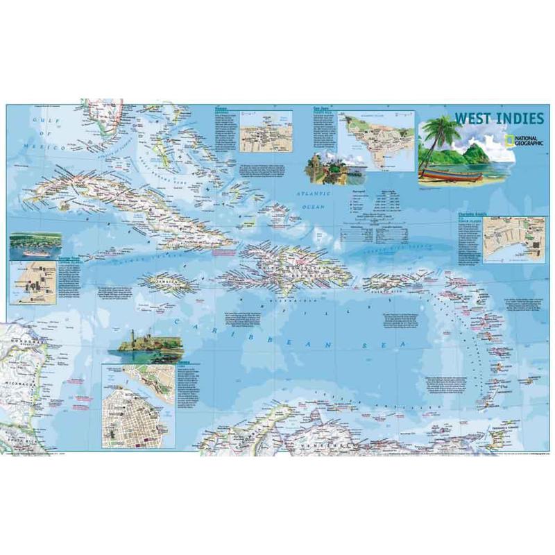 National Geographic Regional-Karte Antillen - 2-seitig