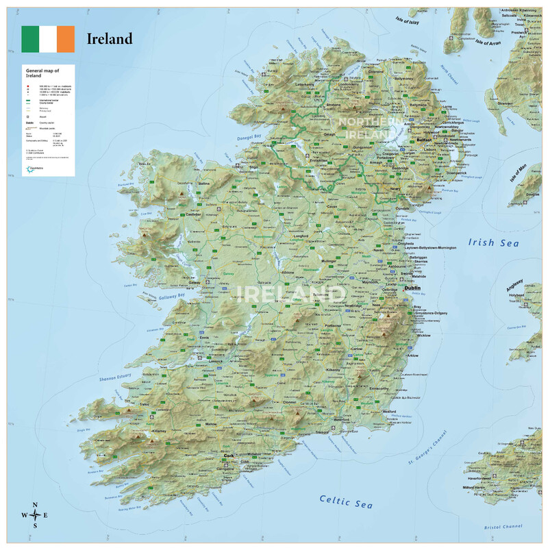 GeoMetro Landkarte Irland (90 x 90 cm)