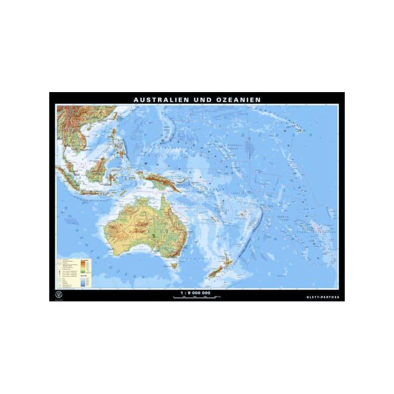 Klett-Perthes Verlag Kontinent-Karte Australien und Ozeanien physisch / politisch (ABW) 2-seitig