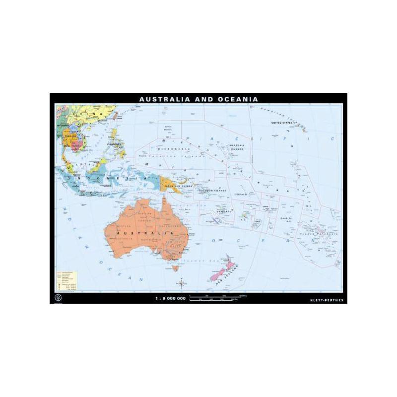 Klett-Perthes Verlag Kontinent-Karte Australien und Ozeanien physisch / politisch (ABW) 2-seitig