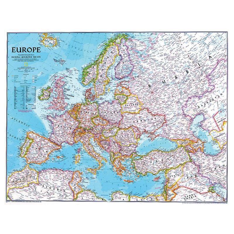 National Geographic Kontinentkarte Europa politisch