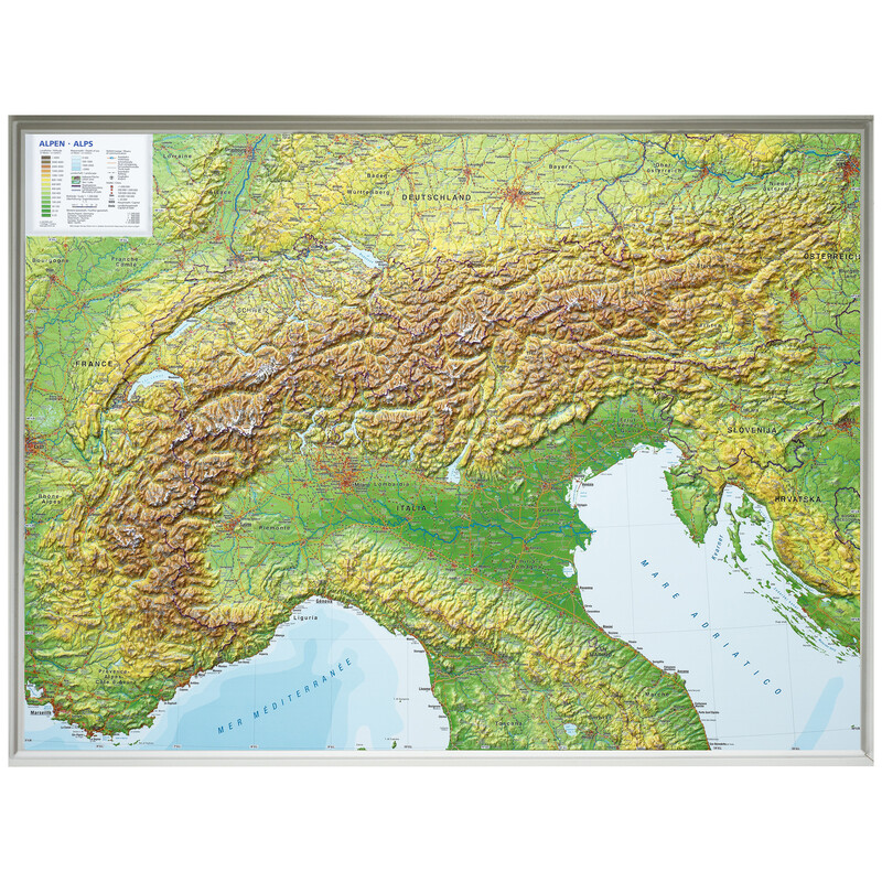 Georelief Regional-Karte Alpenbogen (77x57) 3D Reliefkarte
