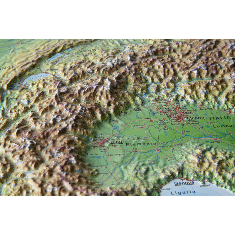 Georelief Regional-Karte Alpenbogen (39x29) 3D Reliefkarte