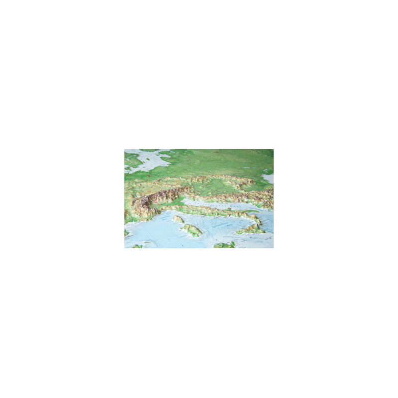 Georelief Kontinentkarte Europa (77x57) 3D Reliefkarte mit Alu-Rahmen