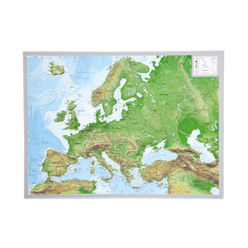 Georelief Kontinentkarte Europa (39x29) 3D Reliefkarte
