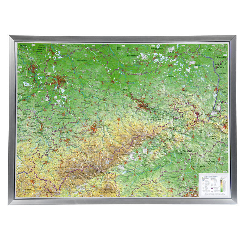Georelief Regional-Karte Sachsen