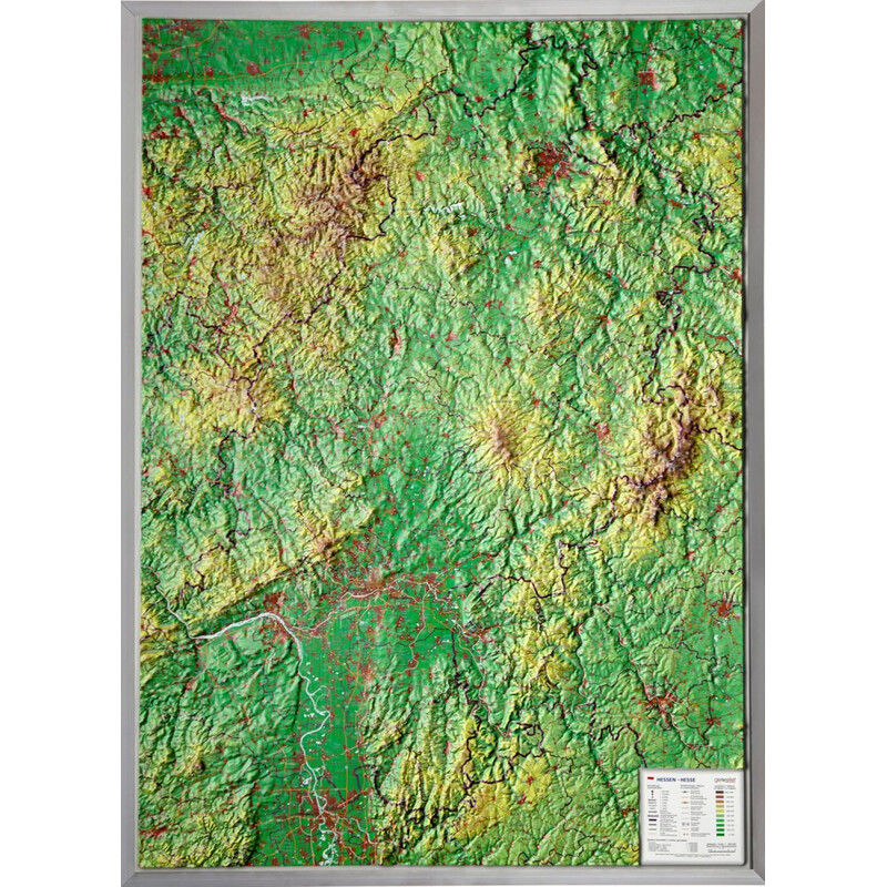 Georelief Regional-Karte Hessen 3D Reliefkarte (57 x 77 cm)