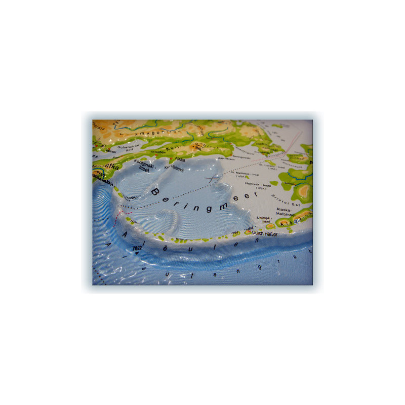geo-institut Weltkarte Reliefkarte Welt Silver line physisch Englisch