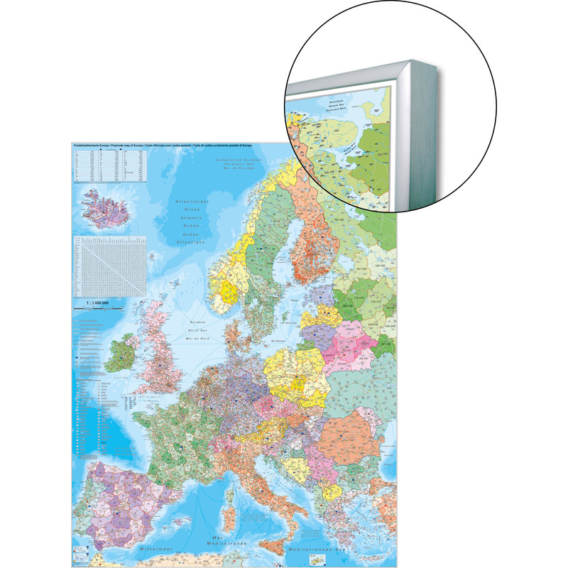 Stiefel Kontinentkarte Europa Postleitzahlenkarte auf Platte zum Pinnen