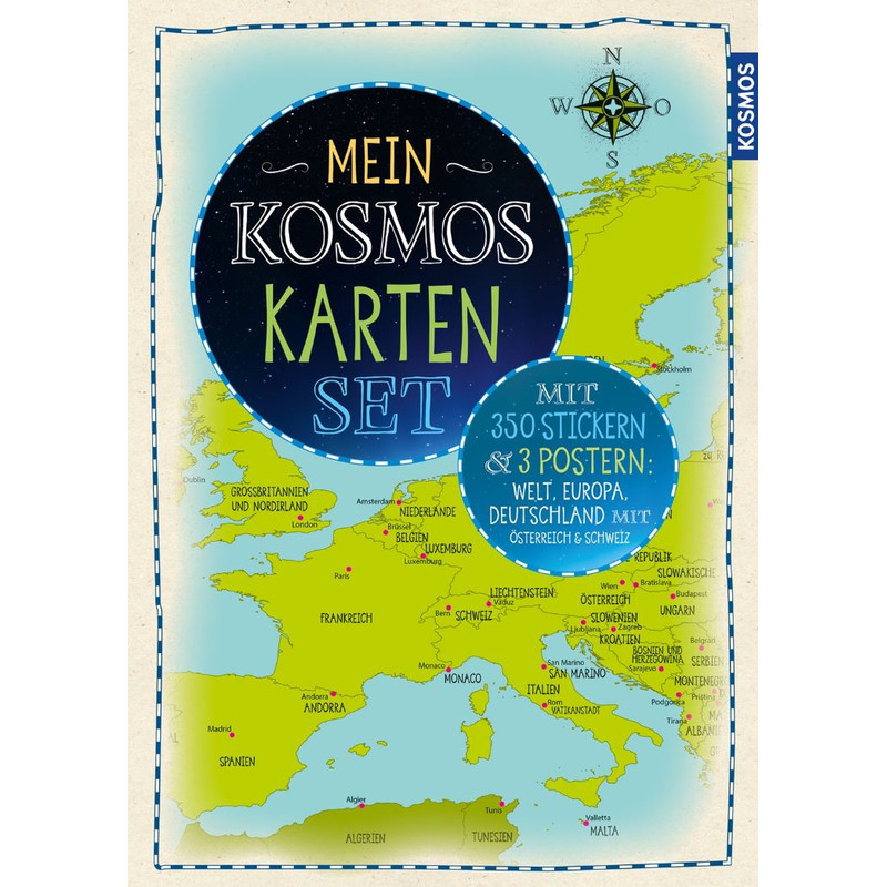 Kosmos Verlag Kinderkarte Karten Set 3 Poster mit Stickern