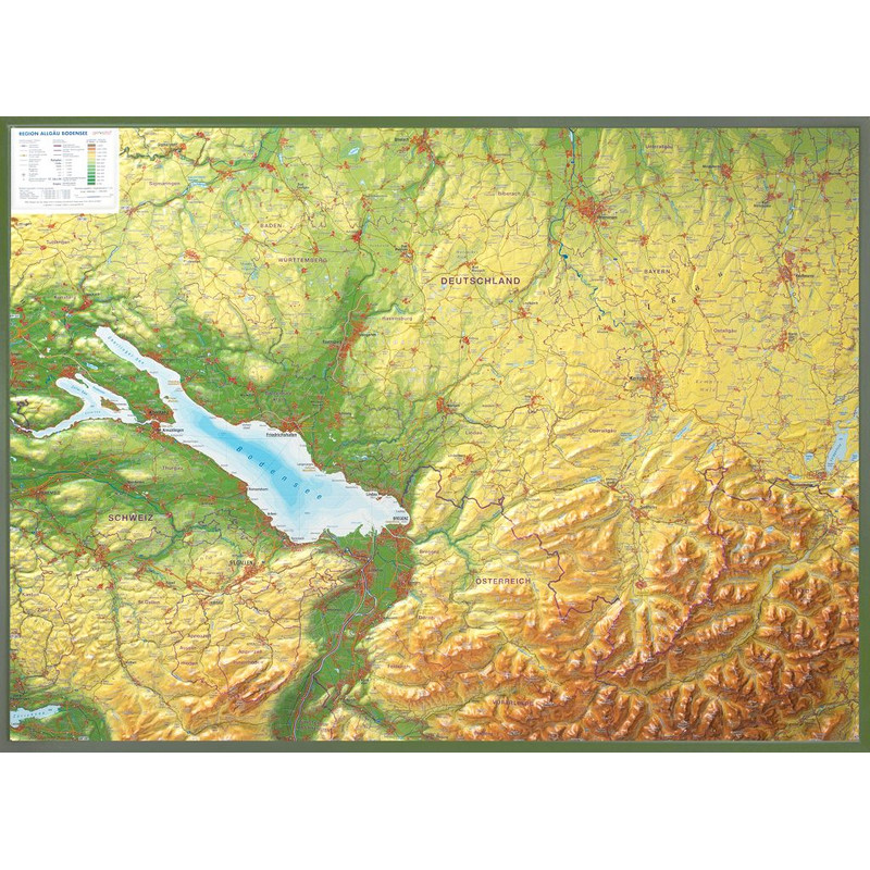 Georelief Regional-Karte Allgäu Bodensee 3D Reliefkarte (77 x 57 cm)