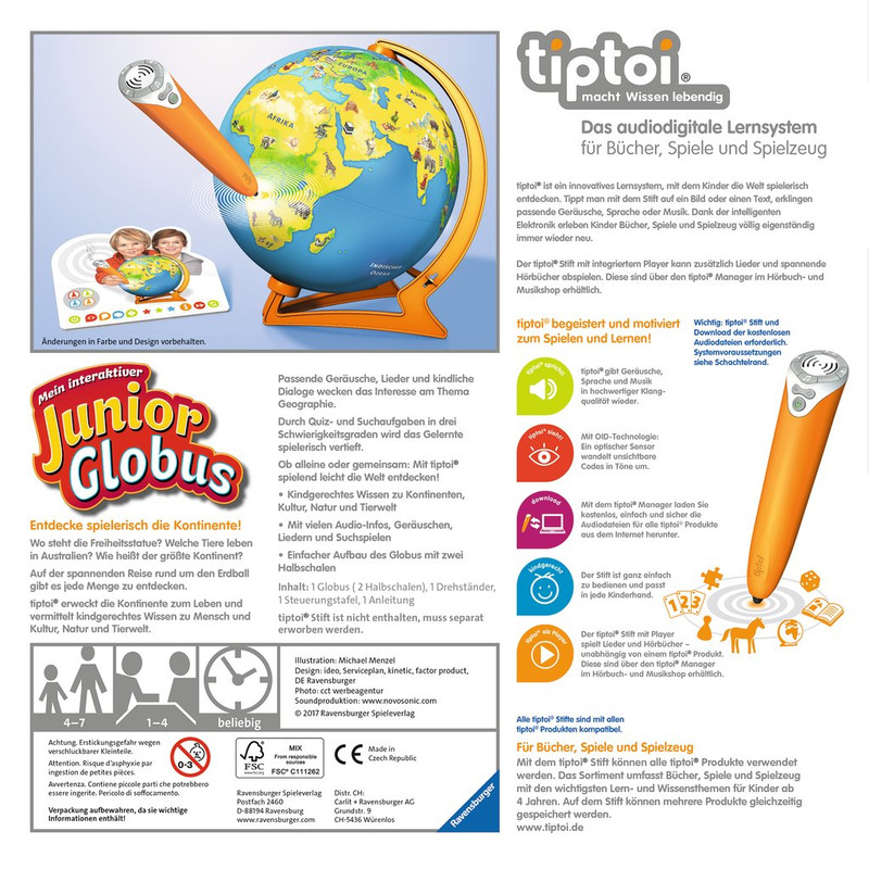 tiptoi Kinderglobus Interaktiver Junior Globus 23cm