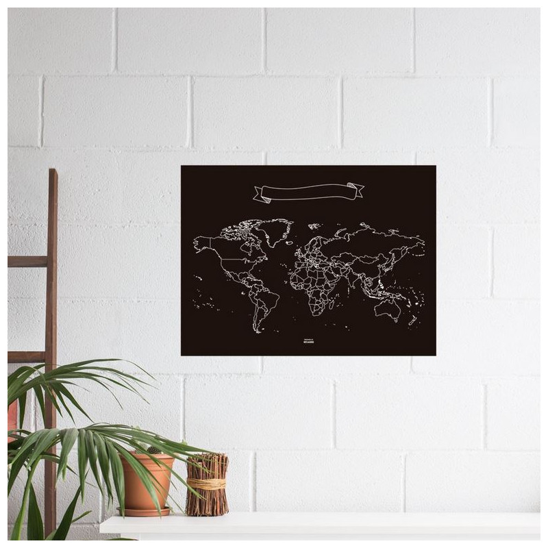 Miss Wood Weltkarte Chalkboard L