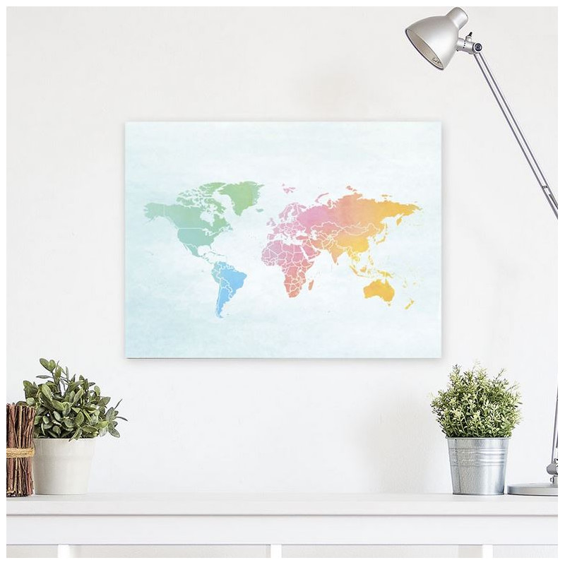 Miss Wood Weltkarte Woody Map Watercolor Splash L