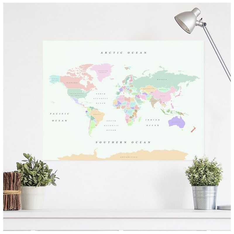 Miss Wood Weltkarte Woody Map Watercolor Retro XL