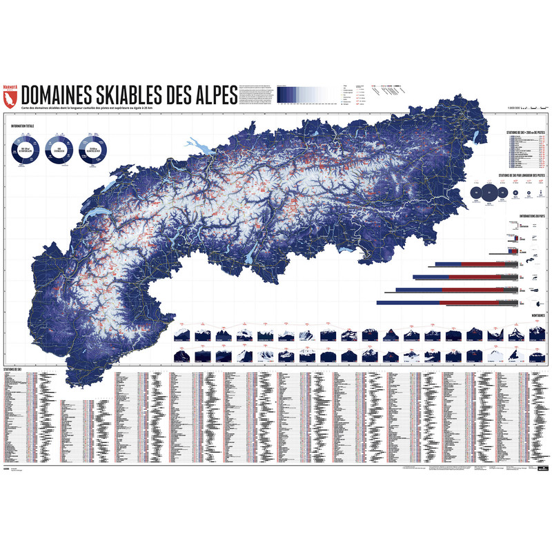 Marmota Maps Regional-Karte Alpenkarte 630 Skigebiete (Französisch)