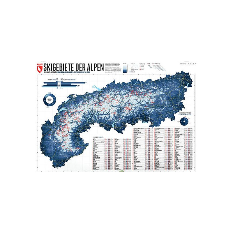 Marmota Maps Regional-Karte Alpenkarte 268 Skigebiete