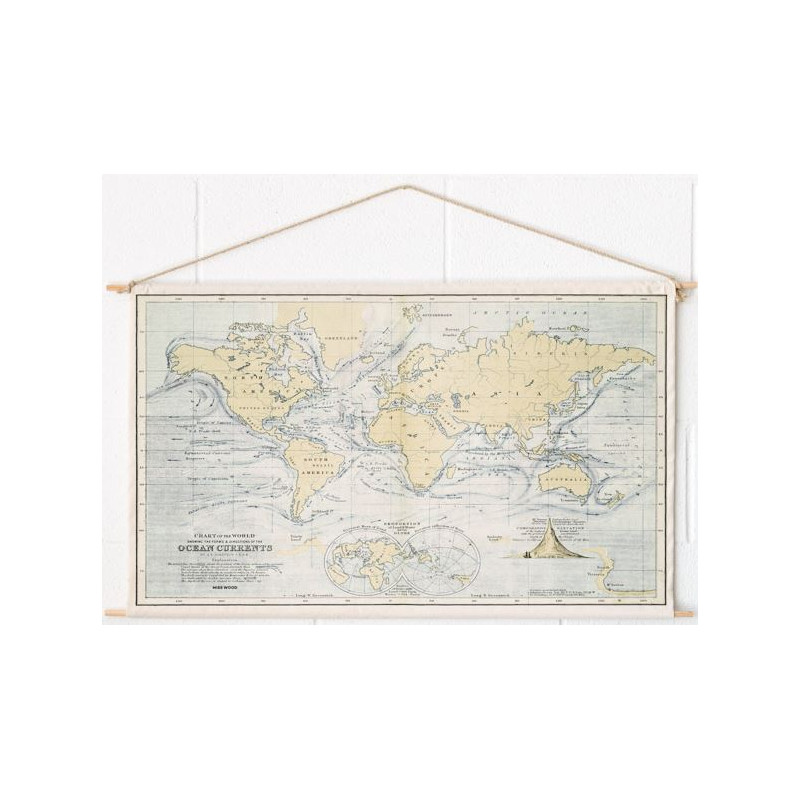 Miss Wood Weltkarte Woody Cotton Map Oceans