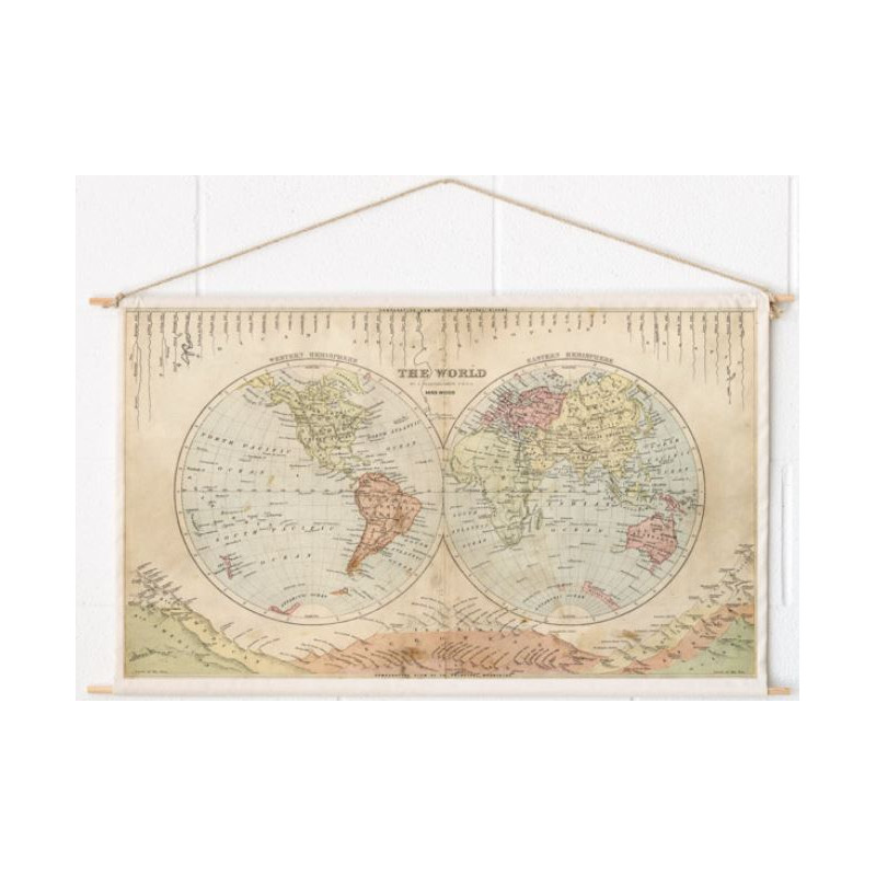 Miss Wood Weltkarte Woody Cotton Map Rivers and Mountains