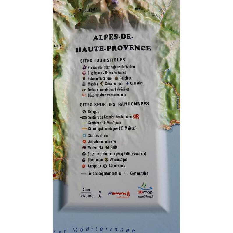 3Dmap Regional-Karte Les Alpes-de-Hautes- Provence