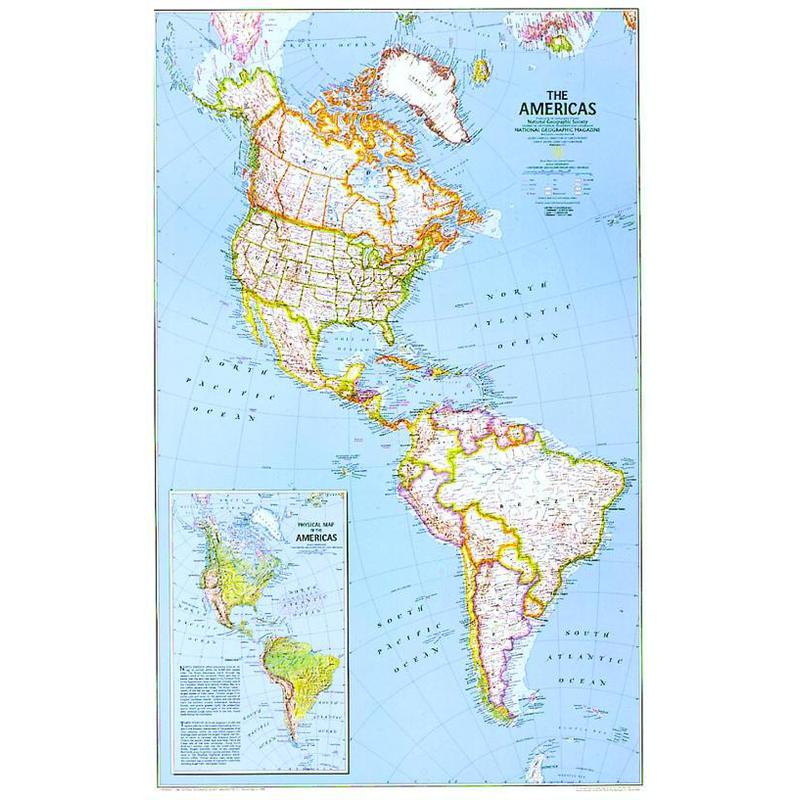 National Geographic Kontinentkarte Kontinent-Karte Nord und Süd Amerika, politisch (laminiert)