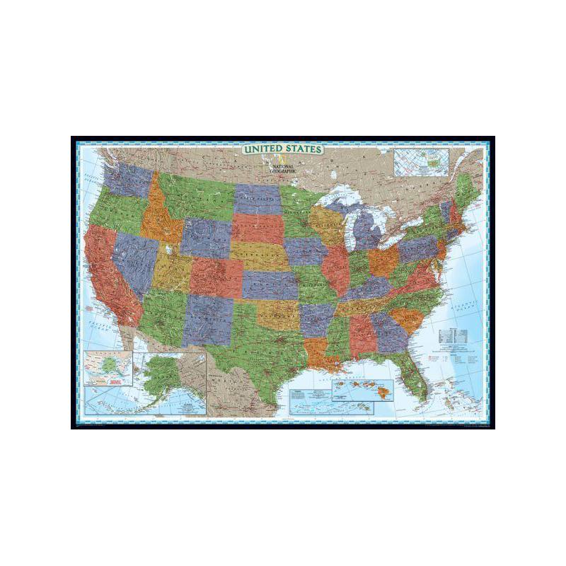 National Geographic Landkarte Dekorative USA Karte politisch