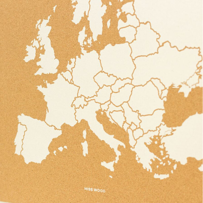 Miss Wood Kontinentkarte Woody Map Europa weiß 90x60cm